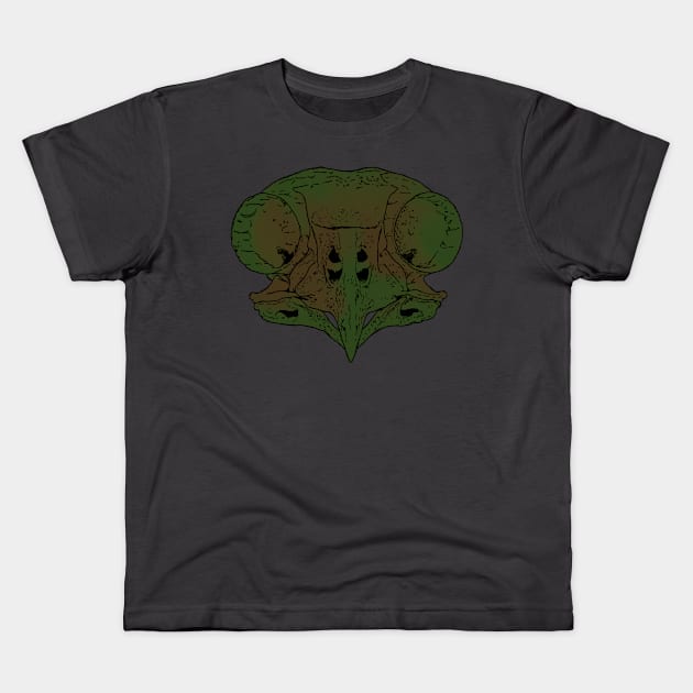 Owl Skull  Aged Moss Algae Kids T-Shirt by TrapperWeasel